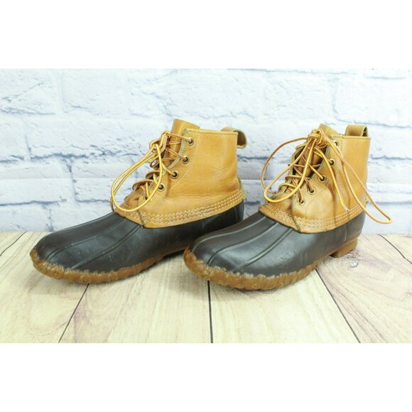 Vintage LL Bean Brown Leather Unlined Hunting Ankle Duck Boots Size 7 N - Picture 2 of 10